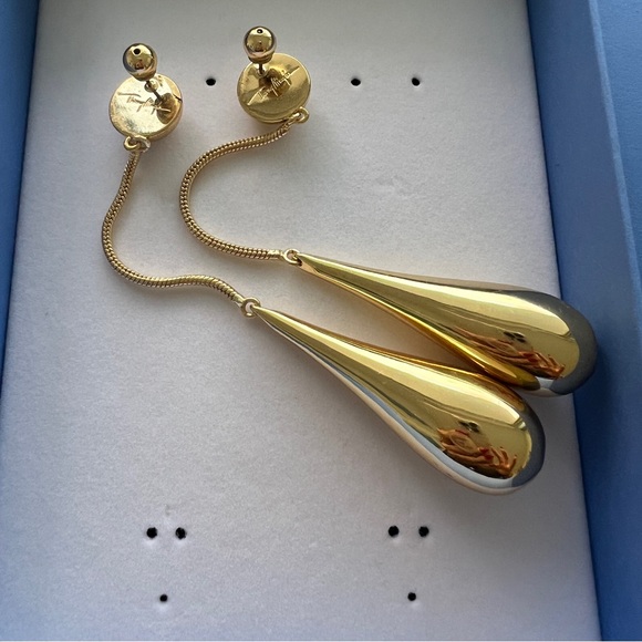 Mugler H&M gold Teardropp Pendant Earrings - Picture 4 of 9